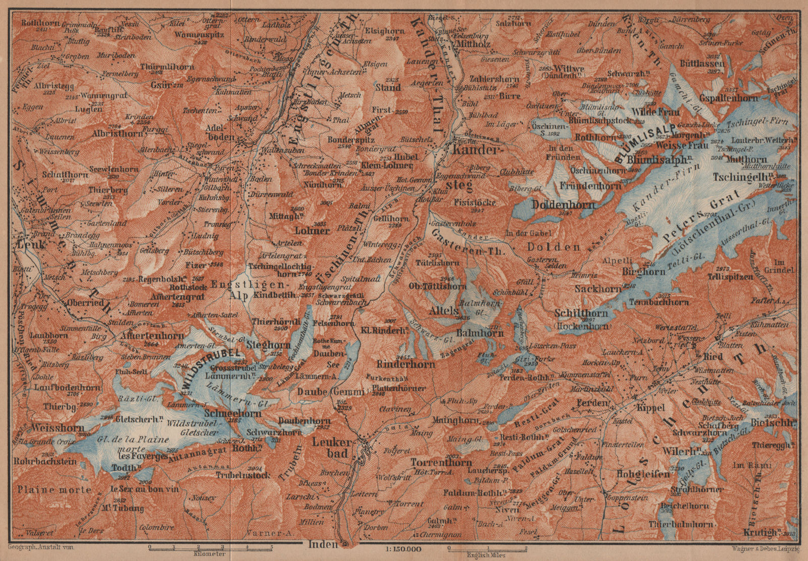 KANDERSTEG area.Blumisalp Adelboden Wildstrubel Rinderhorn Torrenthorn 1901 map